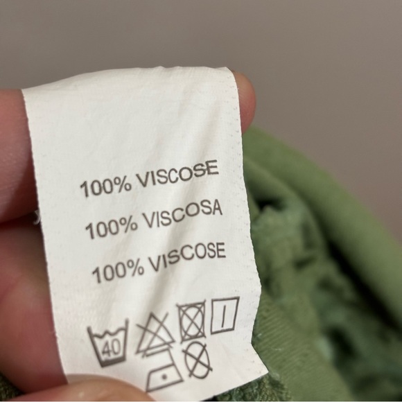 Hering Green Smocked V Neck Maxi Dress Size Medium Short Sleeve Prairie Cottage - Picture 9 of 11